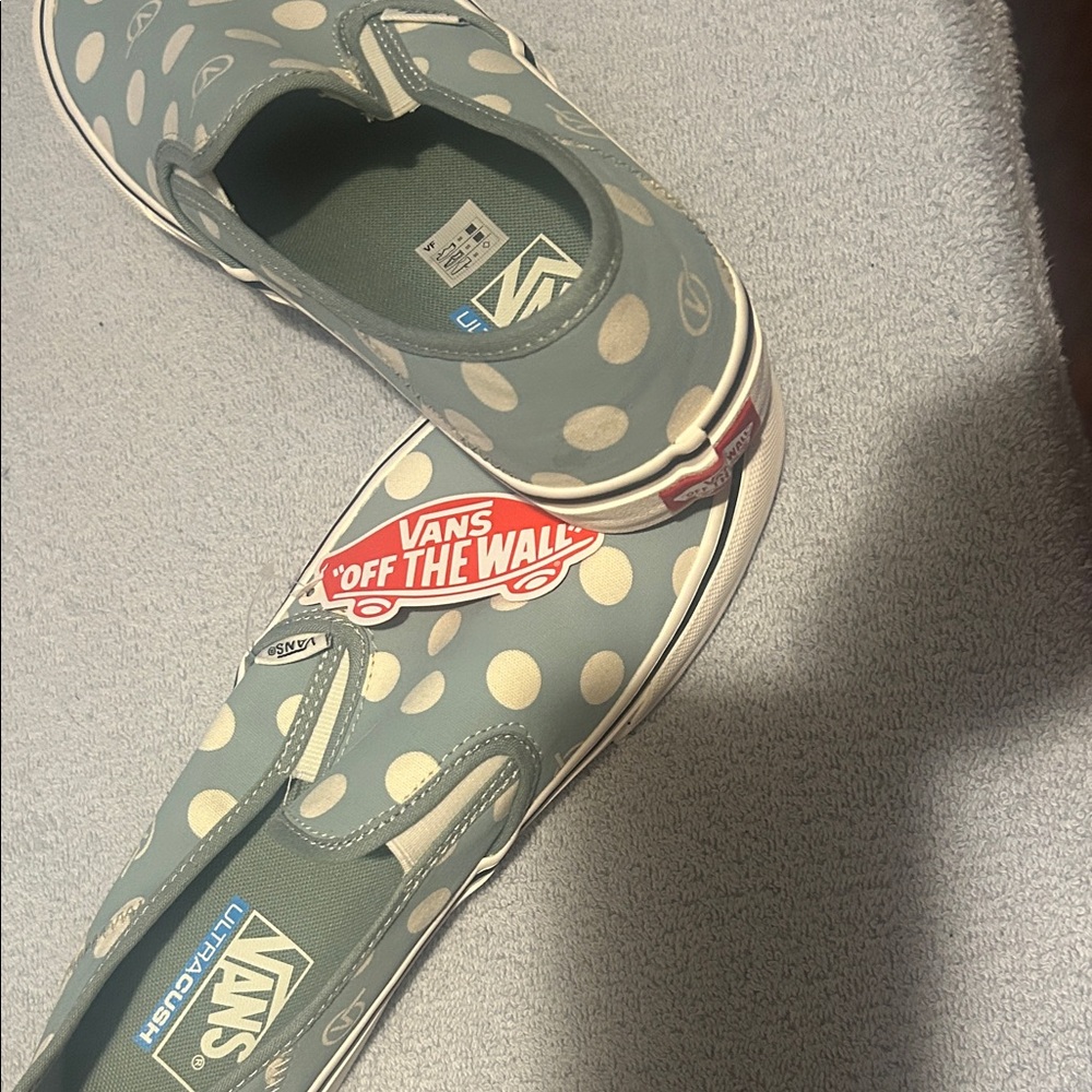 Vans Women's Green Polka Dot Slip-On Sneakers